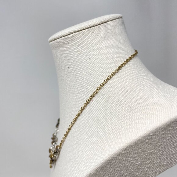 Vintage Starburst Rhinestone Necklace Gold & Silver‎ Tone Adjustable Chain - Picture 7 of 12